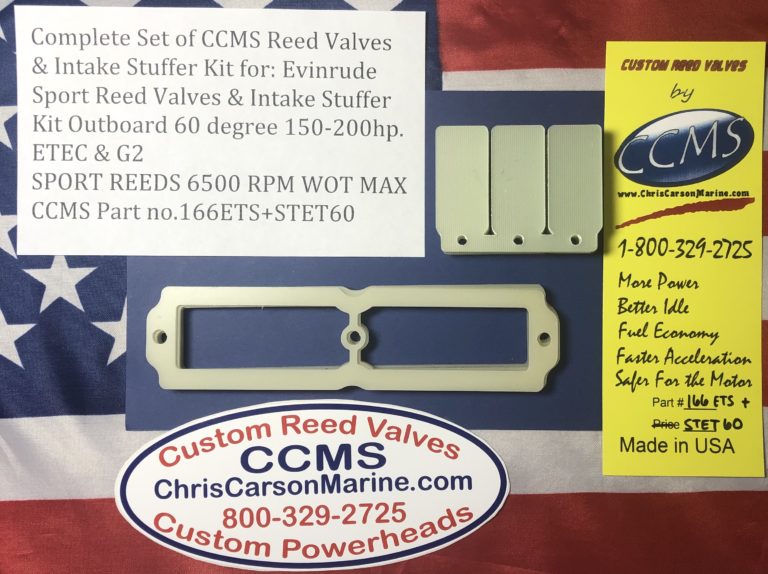 CCMS SPORT EVINRUDE 150200HP 60 DEGREE ETEC & G2 REED VALVES & STUFFER