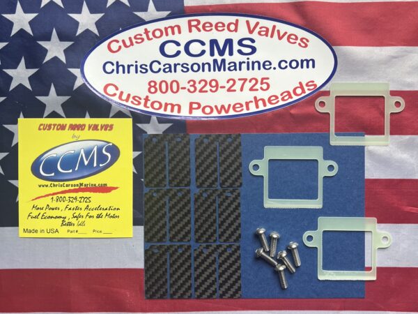 CCMS Yamaha Drag Outboard Carbon Fiber Reeds & Intake Stuffer Combo Kit 30-50hp. 3 Cyl. PN.332DC+ST40/50